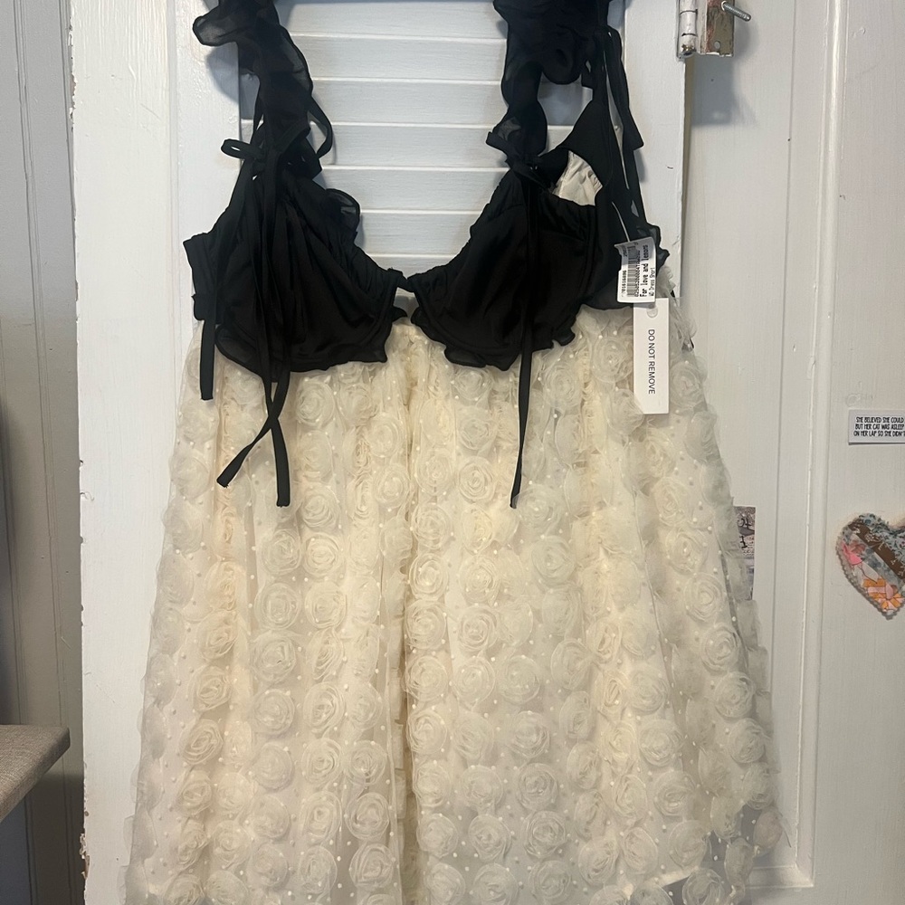 For Love And Lemons Black and Cream Floral Dress
